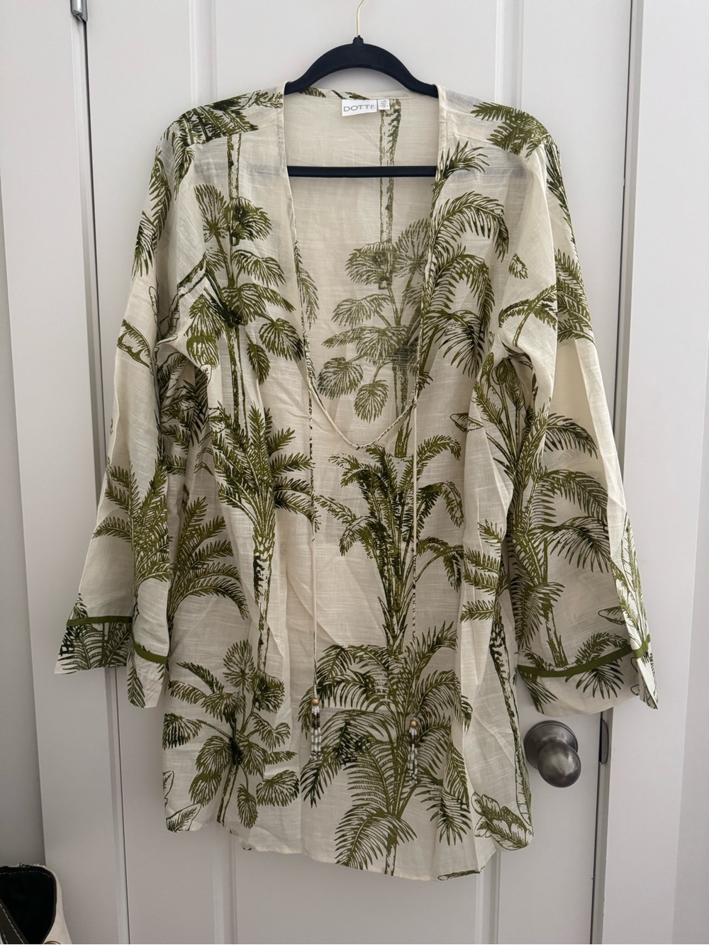 Dotti Cream Tunic with Olive Palm Print